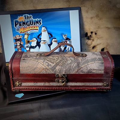 The Penguins of Madagascar Airplane Crash Beach Diorama Treasure Mistery Box Gift Epoxy Resin, Night Light