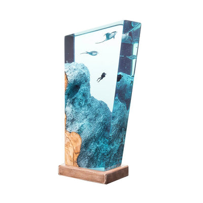 Manta Rays & Diver - High Quality Epoxy Resin Lamp