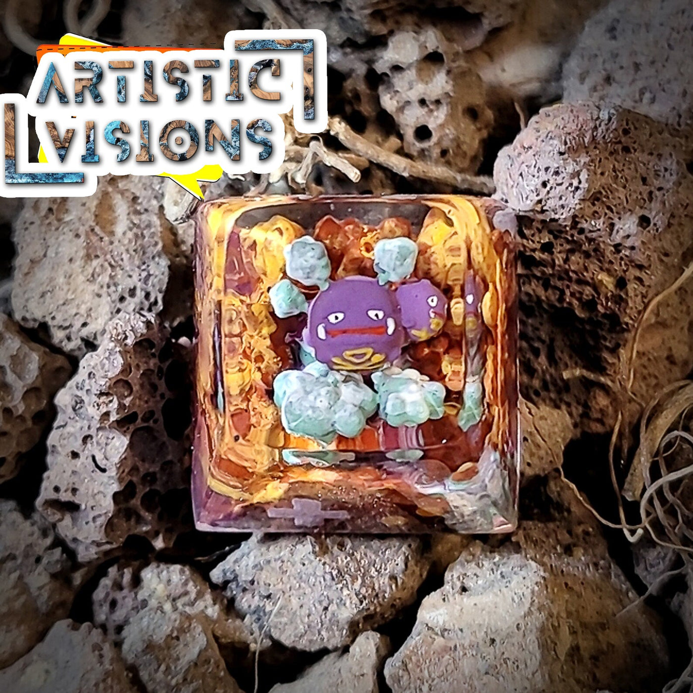 Pokemon Weezing Artisan Keycaps Epoxy Resin