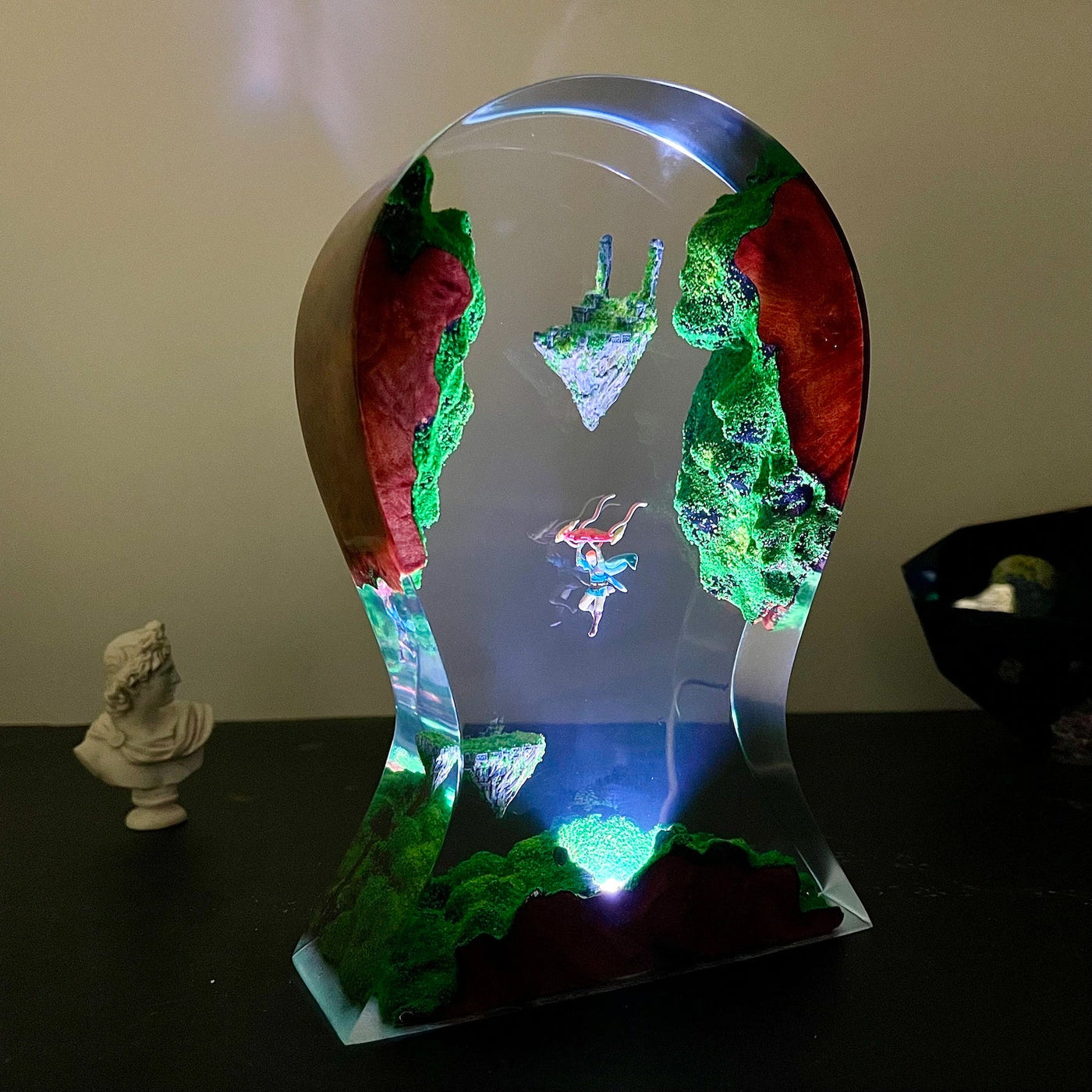 TLOZ TOTKD Zelda Link and Sky Islands Headphone Stand Epoxy Resin Lamp, Night Light