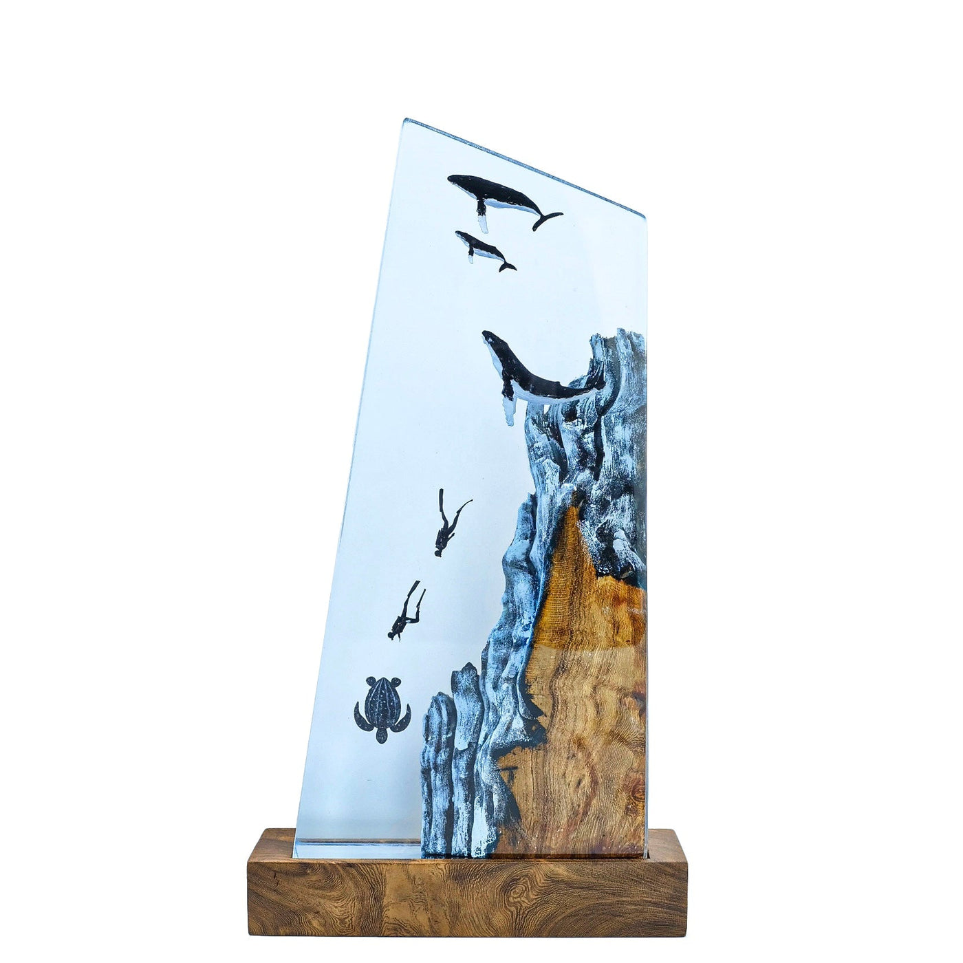 Humpback Whales & Divers & Turtle - High Quality Epoxy Resin Lamp