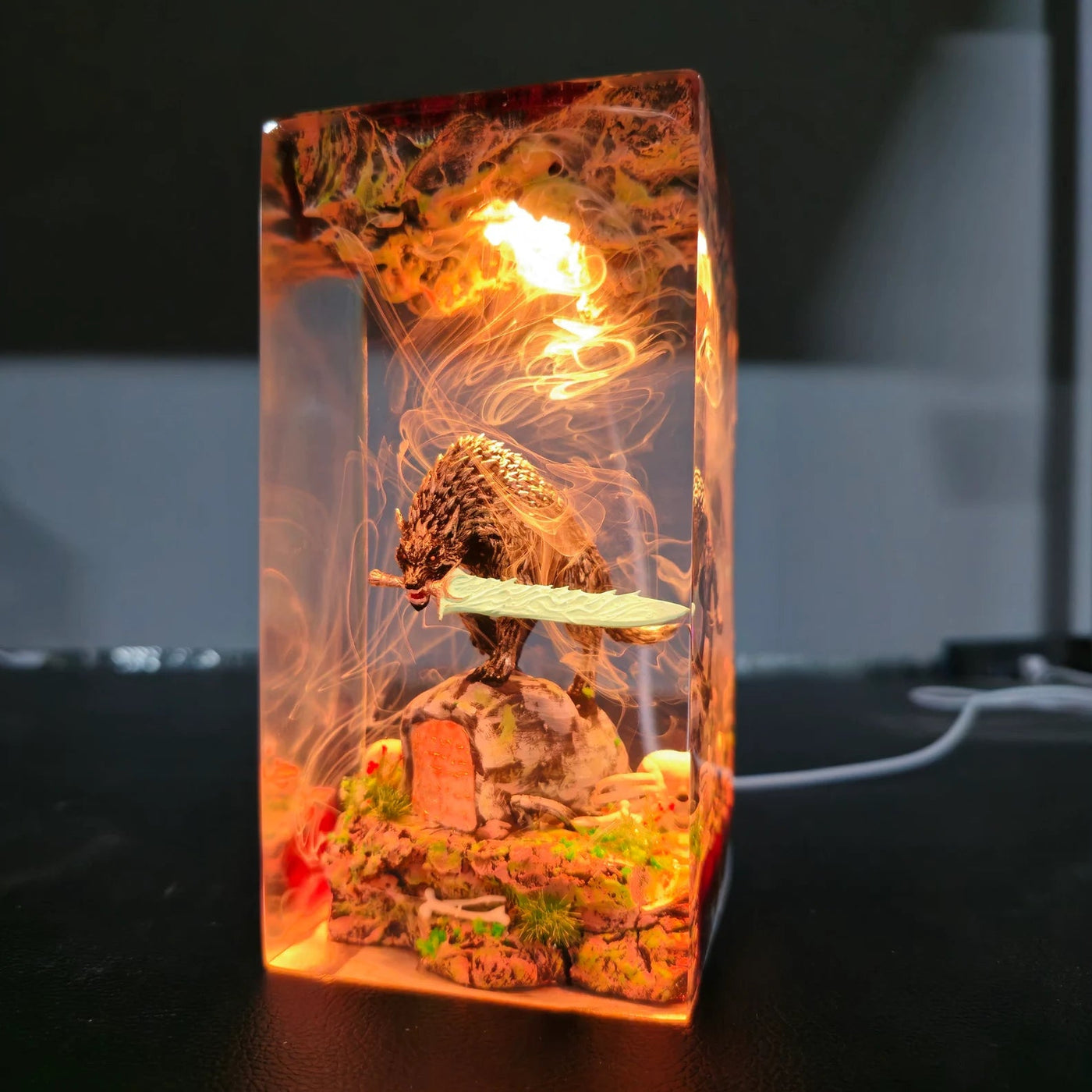 Dark Souls Old Wolf of Farron Epoxy Resin Lamp, Night Light