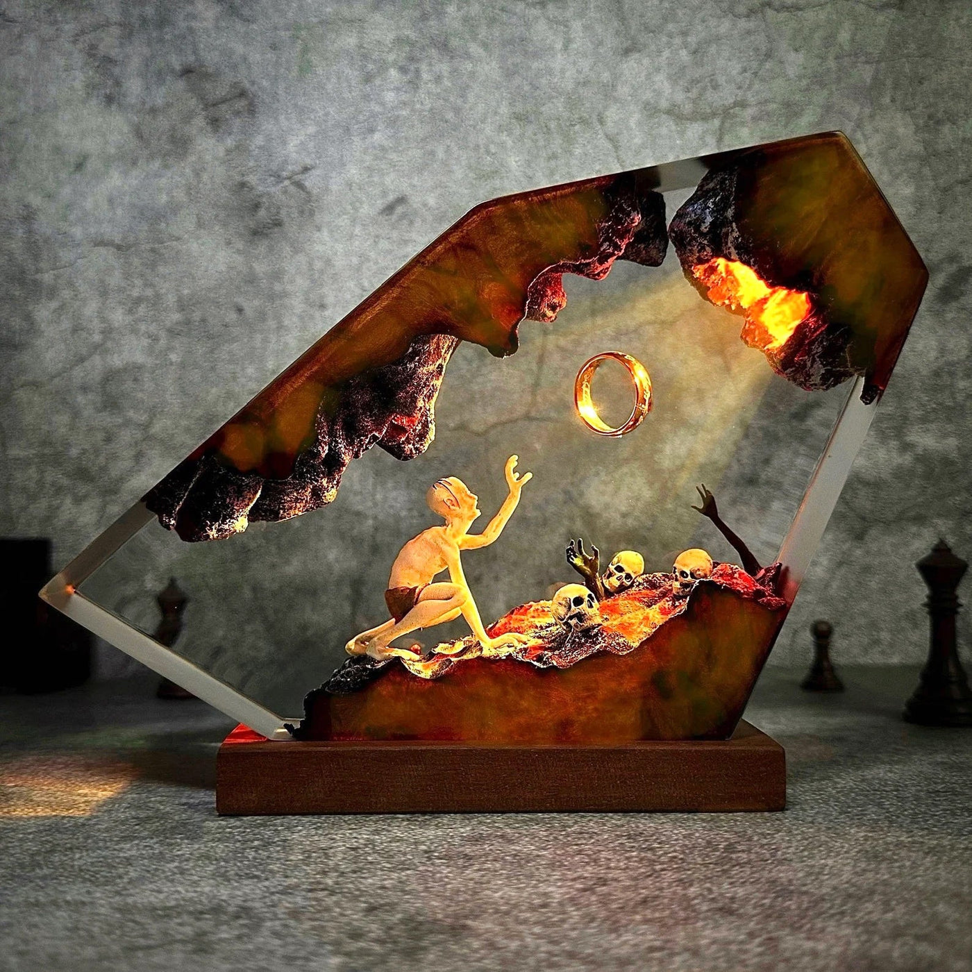 LOTR Lord Of Rings Smeagol Gollum The One Ring Epoxy Resin Lamp, Night Light