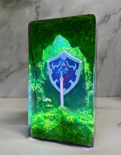 TLOZ TOTKD Zelda Master Sword Hylian Shield Epoxy Resin Lamp, Night Light