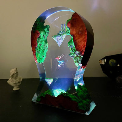 TLOZ TOTKD Zelda Link and Sky Islands Headphone Stand Epoxy Resin Lamp, Night Light