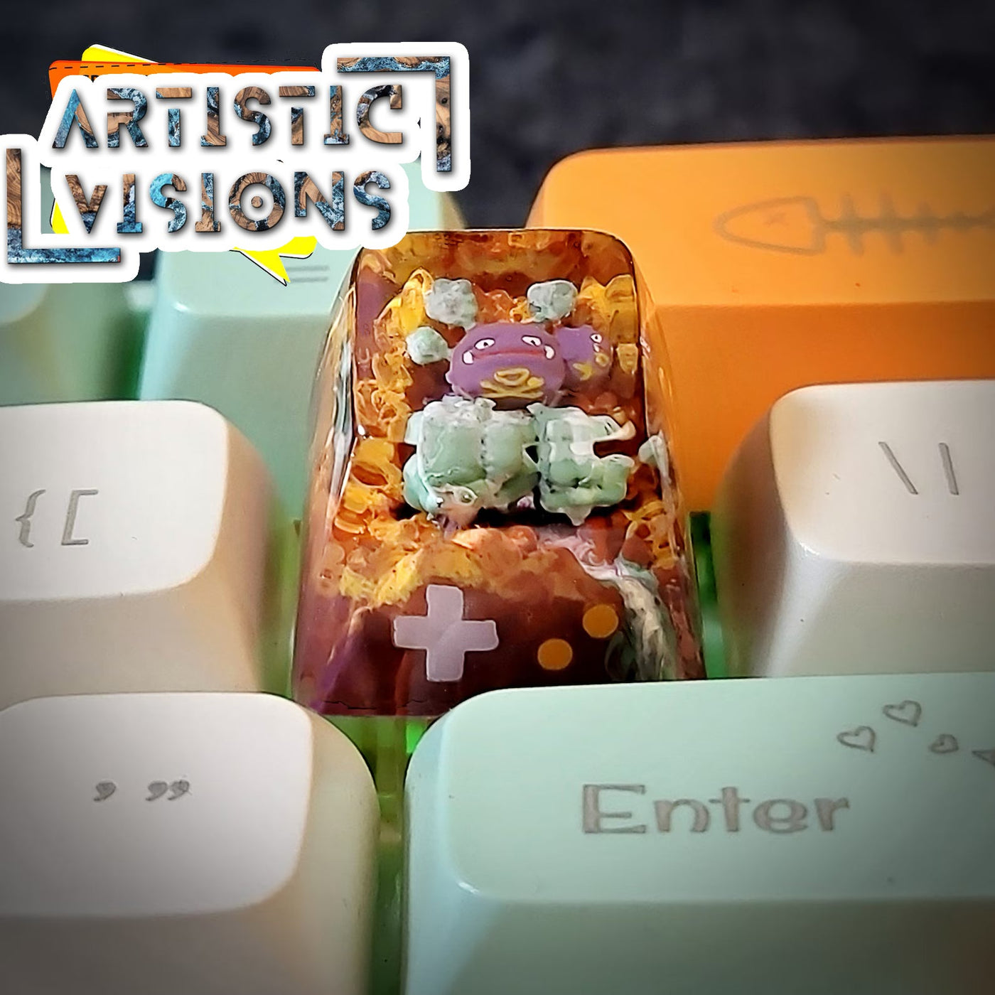 Pokemon Weezing Artisan Keycaps Epoxy Resin