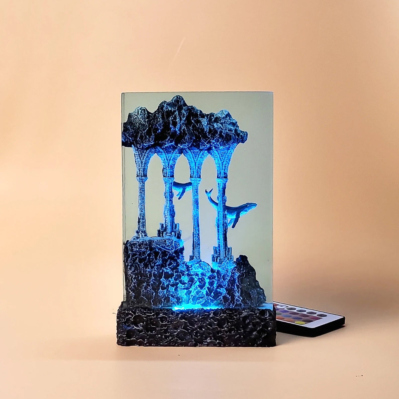 Whales Mythical Ancient Relics Undersea Ocean Diorama Epoxy Resin Lamp, Night Light, Wireless Lights