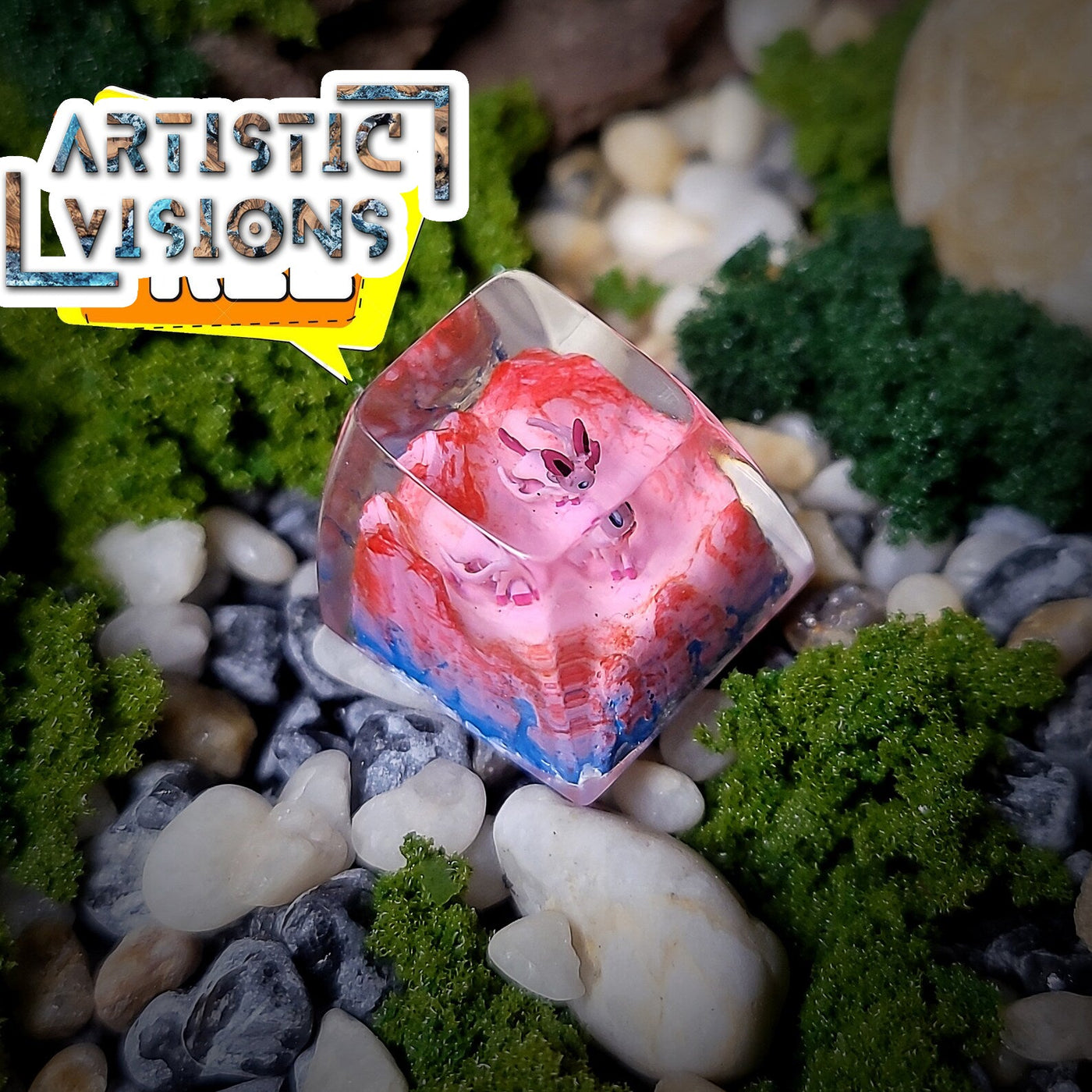 Pokemon Sylveon Artisan Keycaps Epoxy Resin