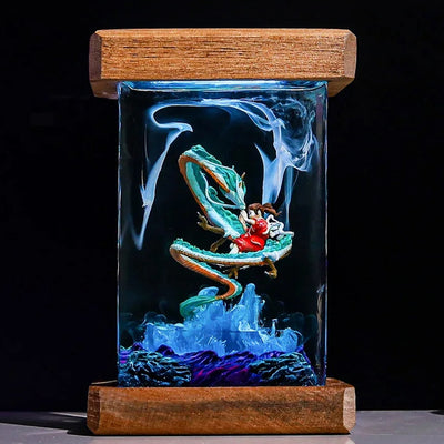 Haku and Chihiro Ghibli Spirited A Epoxy Resin Lamp, Night Light