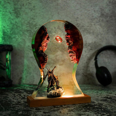 LOTR Lord Of Rings The One Ring Sauron Dark Lord Headphone Stand Epoxy Resin Lamp, Night Light