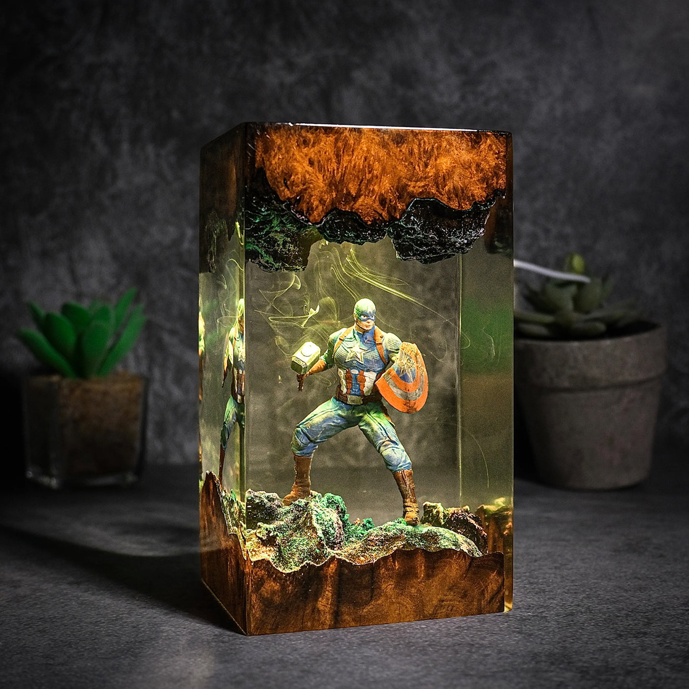 MCU Captain America Epoxy Resin Lamp, Night Light