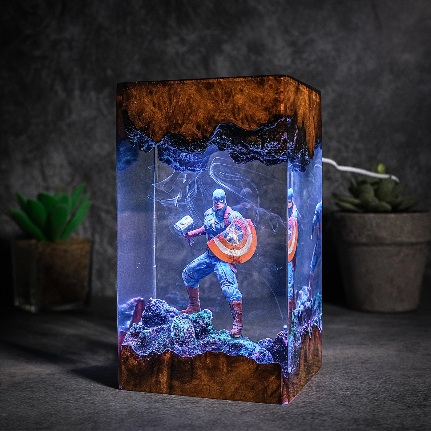 MCU Captain America Epoxy Resin Lamp, Night Light