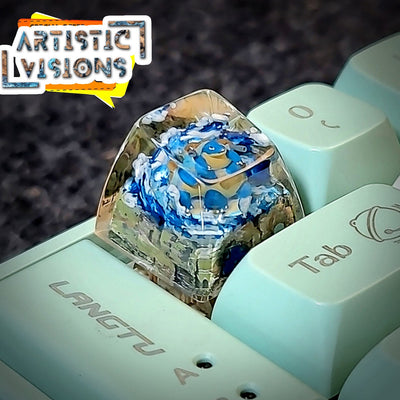 Pokemon Blastoise Artisan Keycaps Epoxy Resin