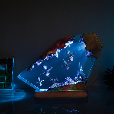 Fire Dragon and Ice Dragon Epoxy Resin Lamp, Night Light