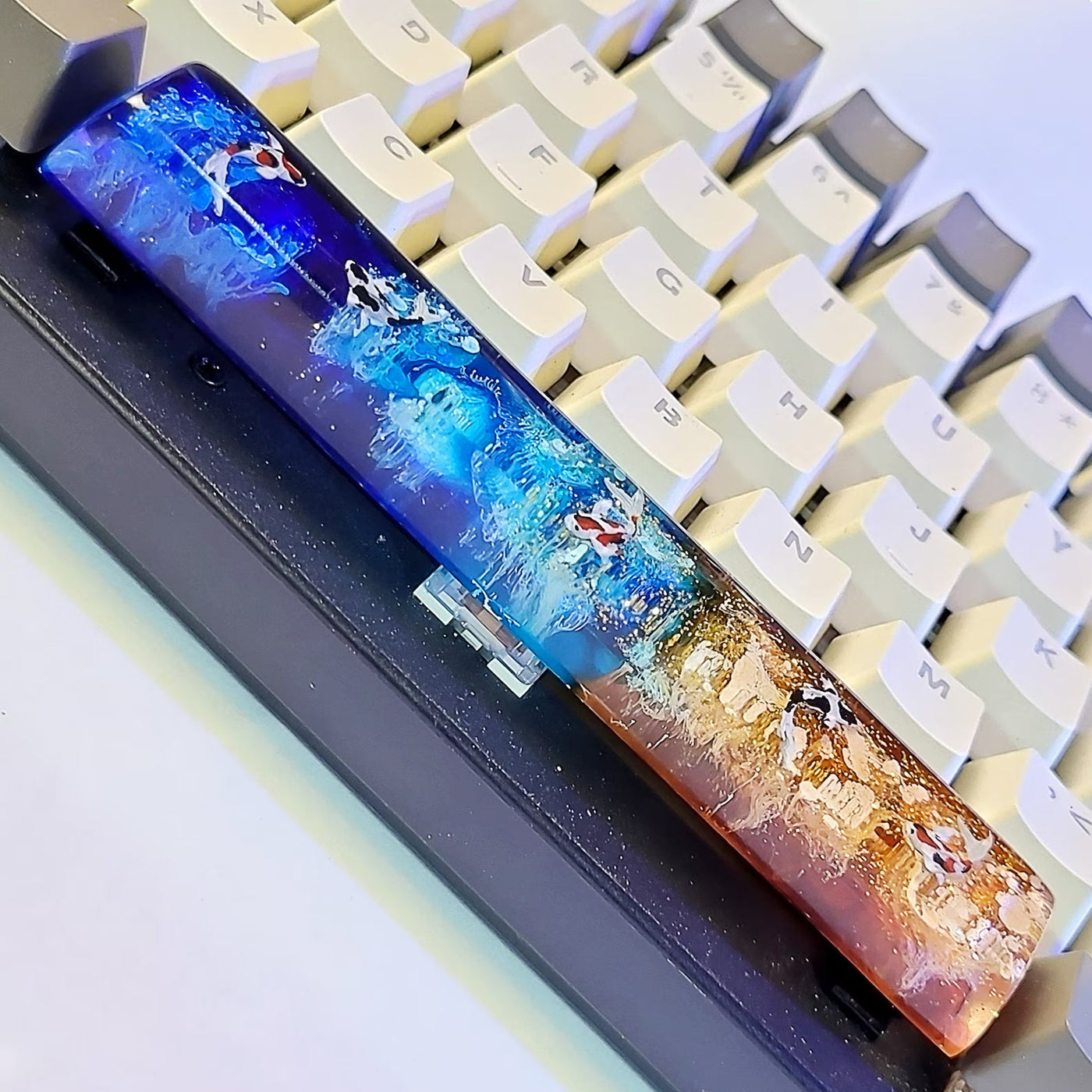 Koi Fish Spacebar Artisan Keycaps Epoxy Resin