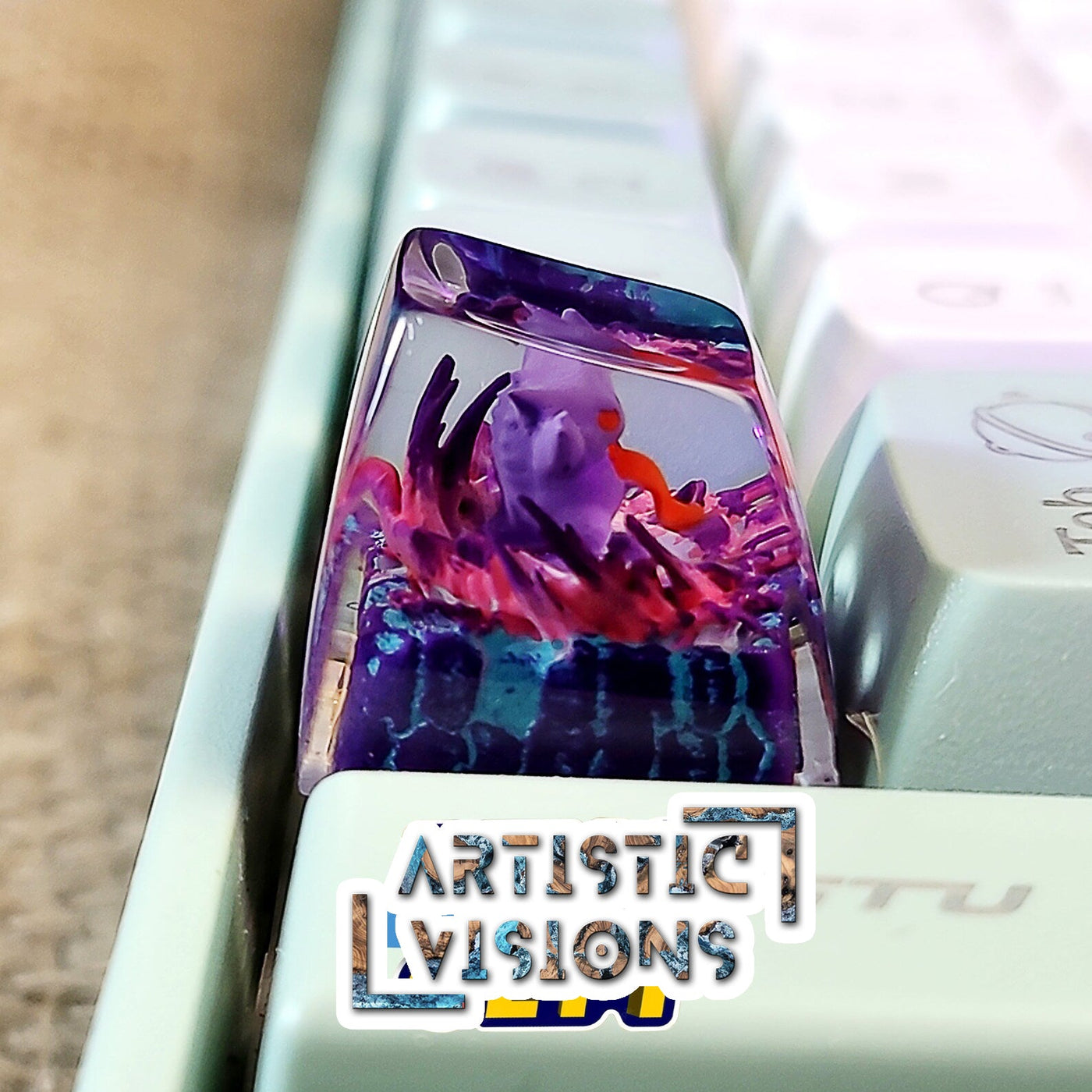 Pokemon Gengar Artisan Keycaps Epoxy Resin