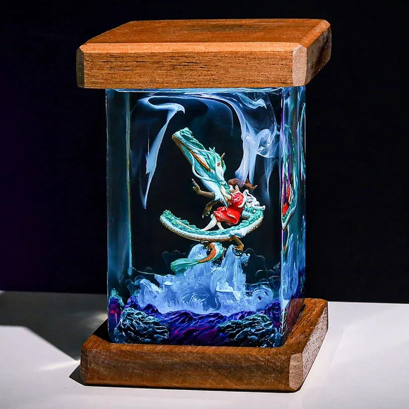 Haku and Chihiro Ghibli Spirited A Epoxy Resin Lamp, Night Light