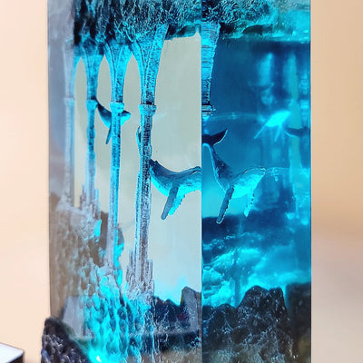 Whales Mythical Ancient Relics Undersea Ocean Diorama Epoxy Resin Lamp, Night Light, Wireless Lights