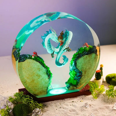 Chihiro and Haku Epoxy Resin Lamp, Night Light