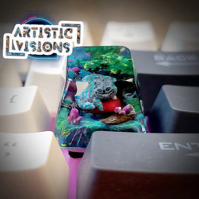 Alice Wonderland Cheshire Cat Artisan Keycaps Epoxy Resin