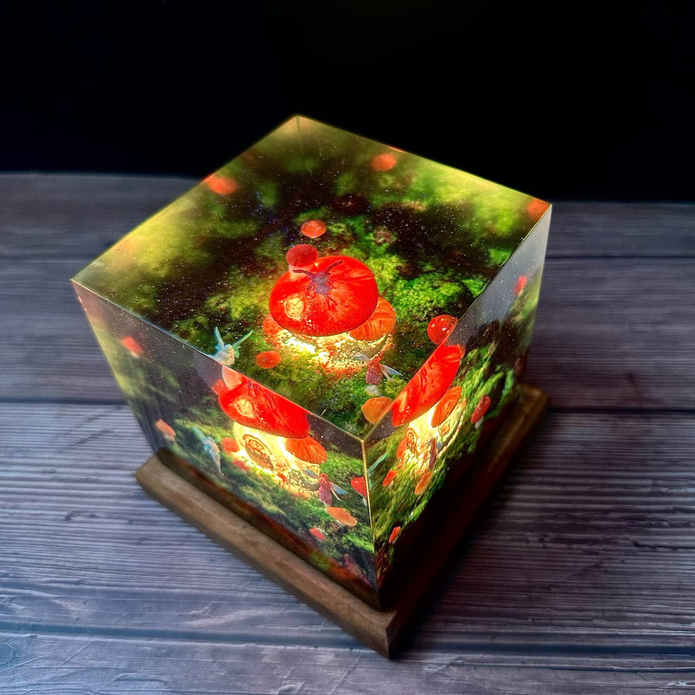 Fairy Garden Mushroom House Epoxy Resin Lamp, Night Light