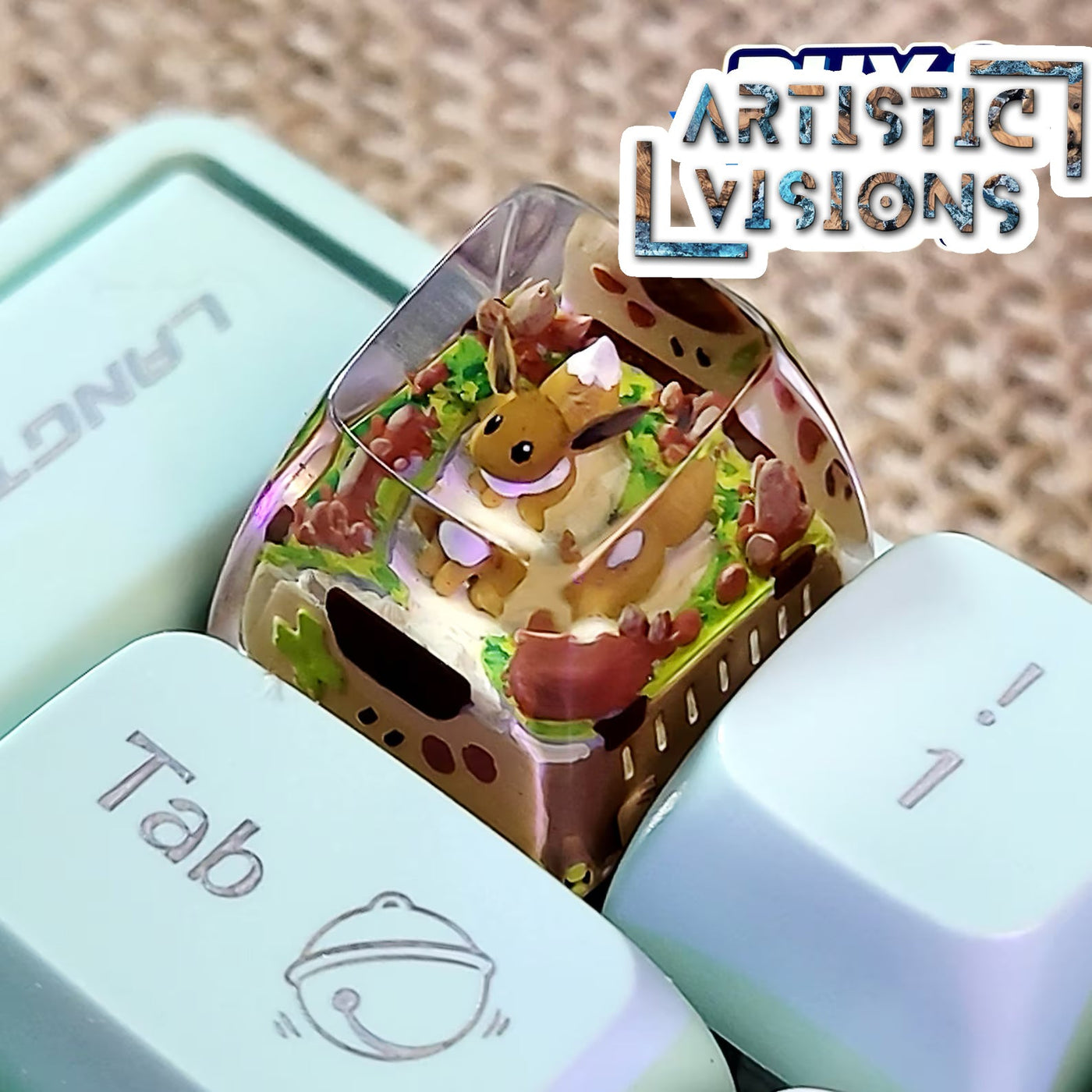 Pokemon Eevee Artisan Keycaps Epoxy Resin