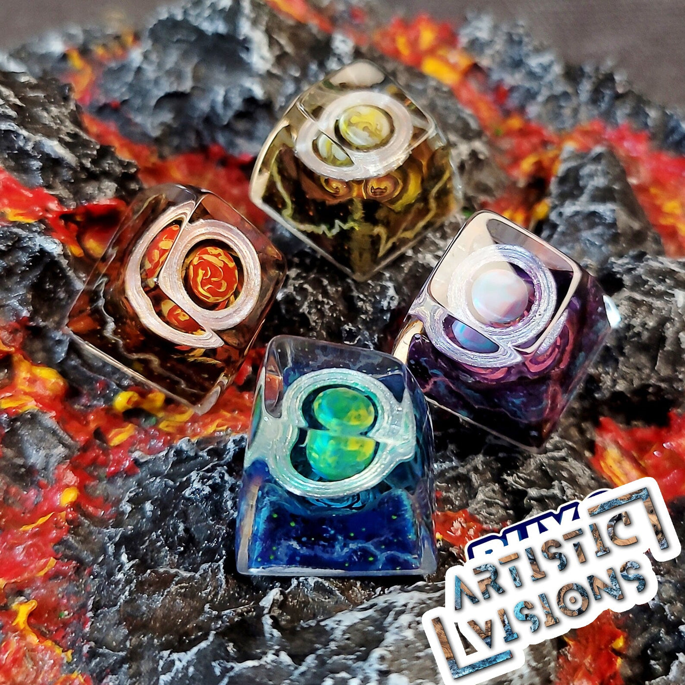 Universe Planet Galaxy Artisan Keycaps Epoxy Resin