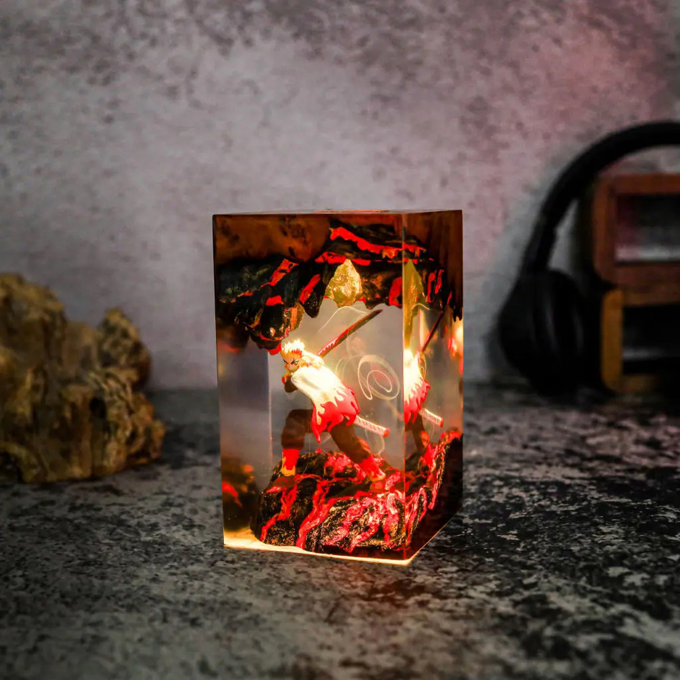 Demon Slayer Kyojuro Rengoku Epoxy Resin Lamp, Night Light