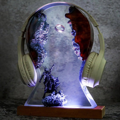 LOTR Lord Of Rings The One Ring Sauron Dark Lord Headphone Stand Epoxy Resin Lamp, Night Light