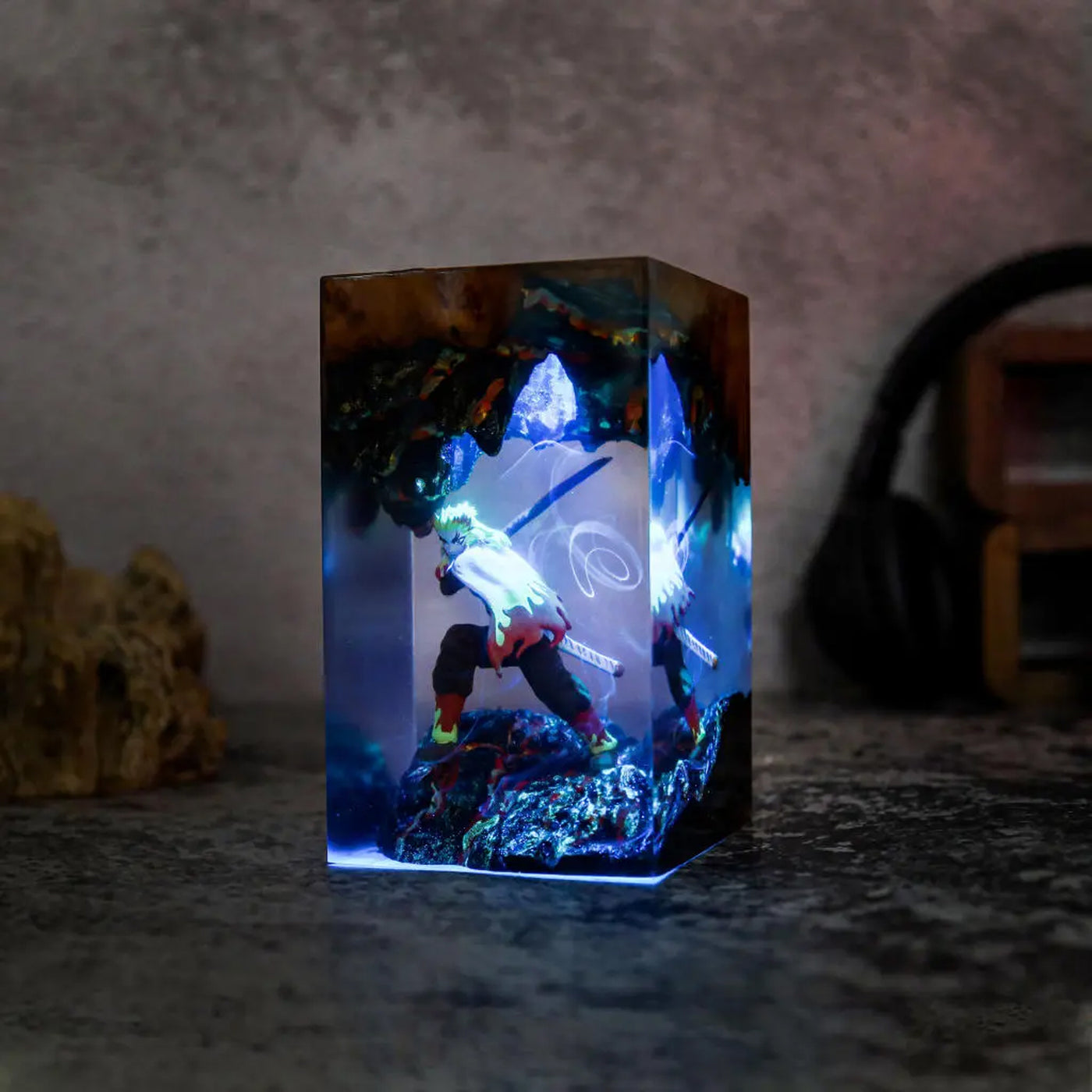 Demon Slayer Kyojuro Rengoku Epoxy Resin Lamp, Night Light