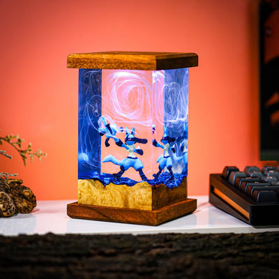 Pokemon Lucario Riolu Epoxy Resin Lamp, Night Light