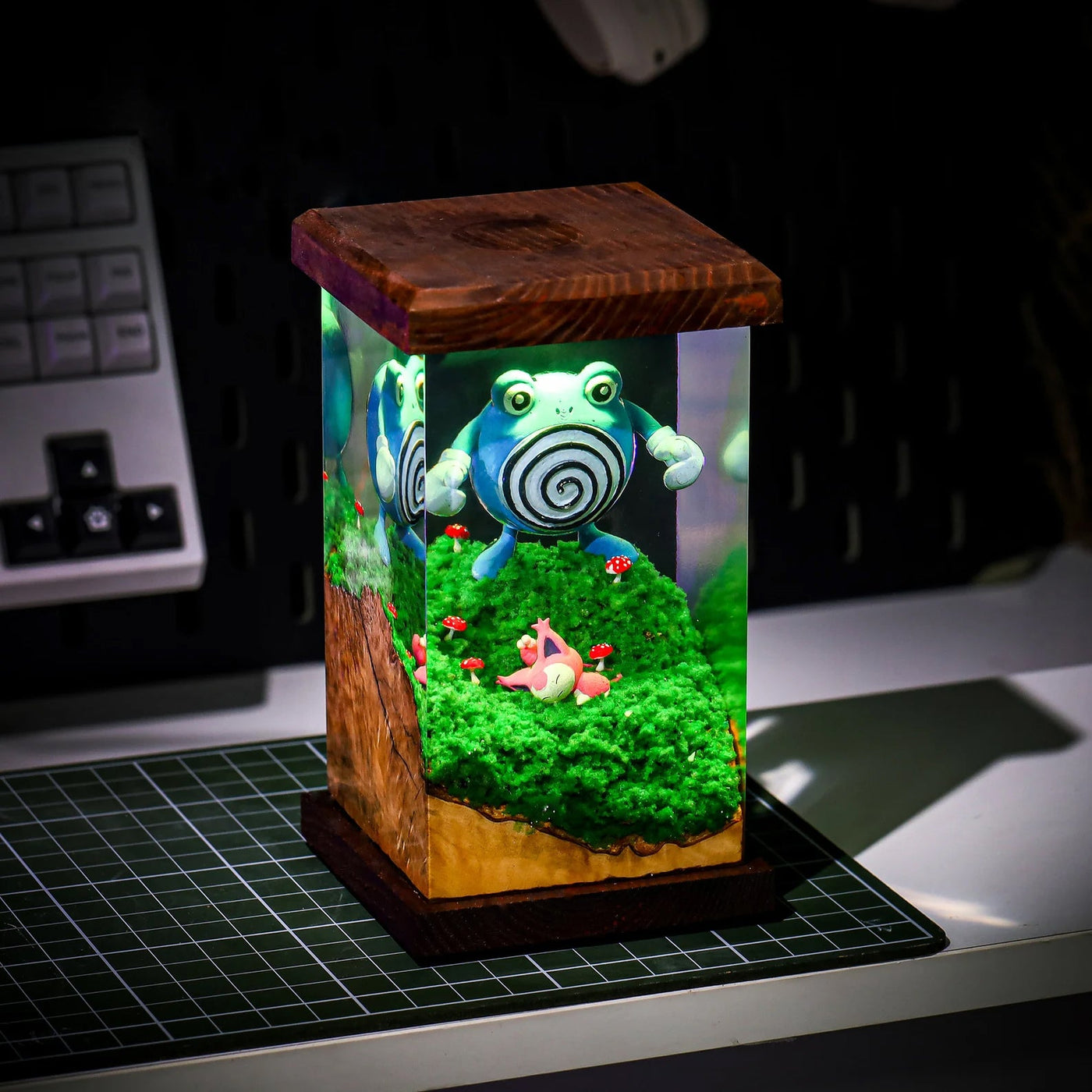 Pokemon Poliwhirl x Skitty Epoxy Resin Lamp, Night Light