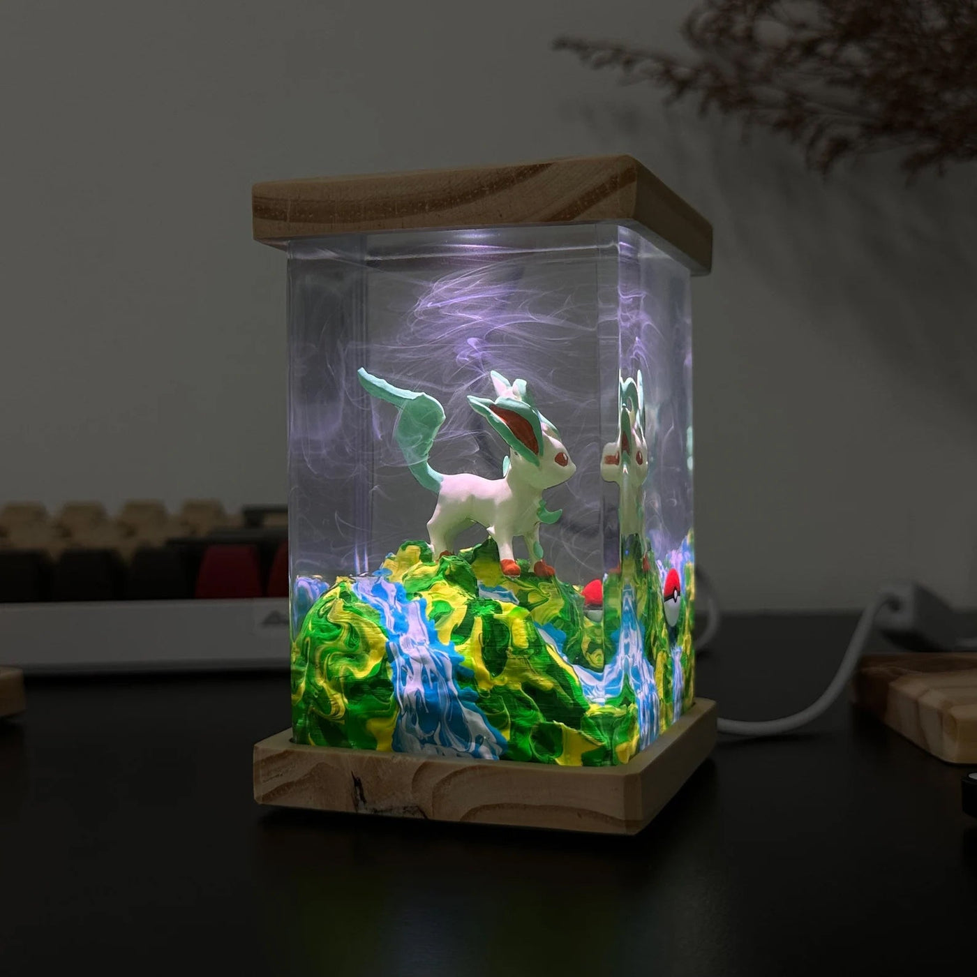 Pokemon Leafeon Epoxy Resin Lamp, Night Light