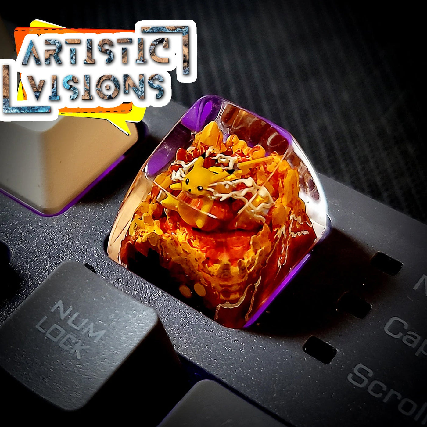 Pokemon Pikachu Artisan Keycaps Epoxy Resin