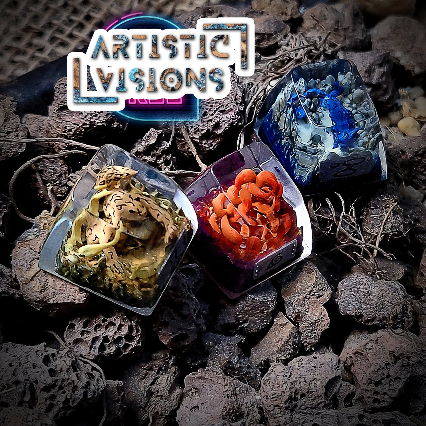 Naruto Kurama Matatabi Shukaku Tailed Beasts Artisan Keycaps Epoxy Resin