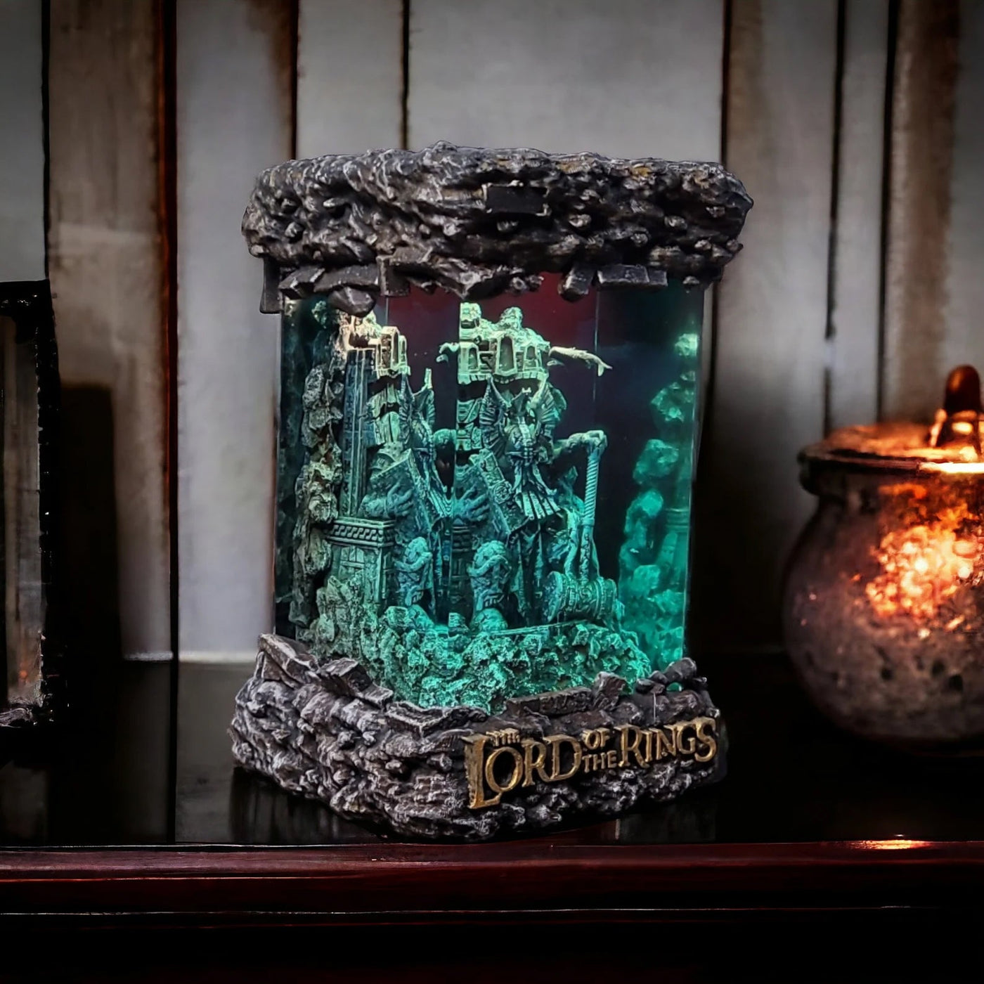 LOTR Lord Of Rings Dwarf King on Throne Diorama Epoxy Resin Lamp, Night Light, Wireless Lights