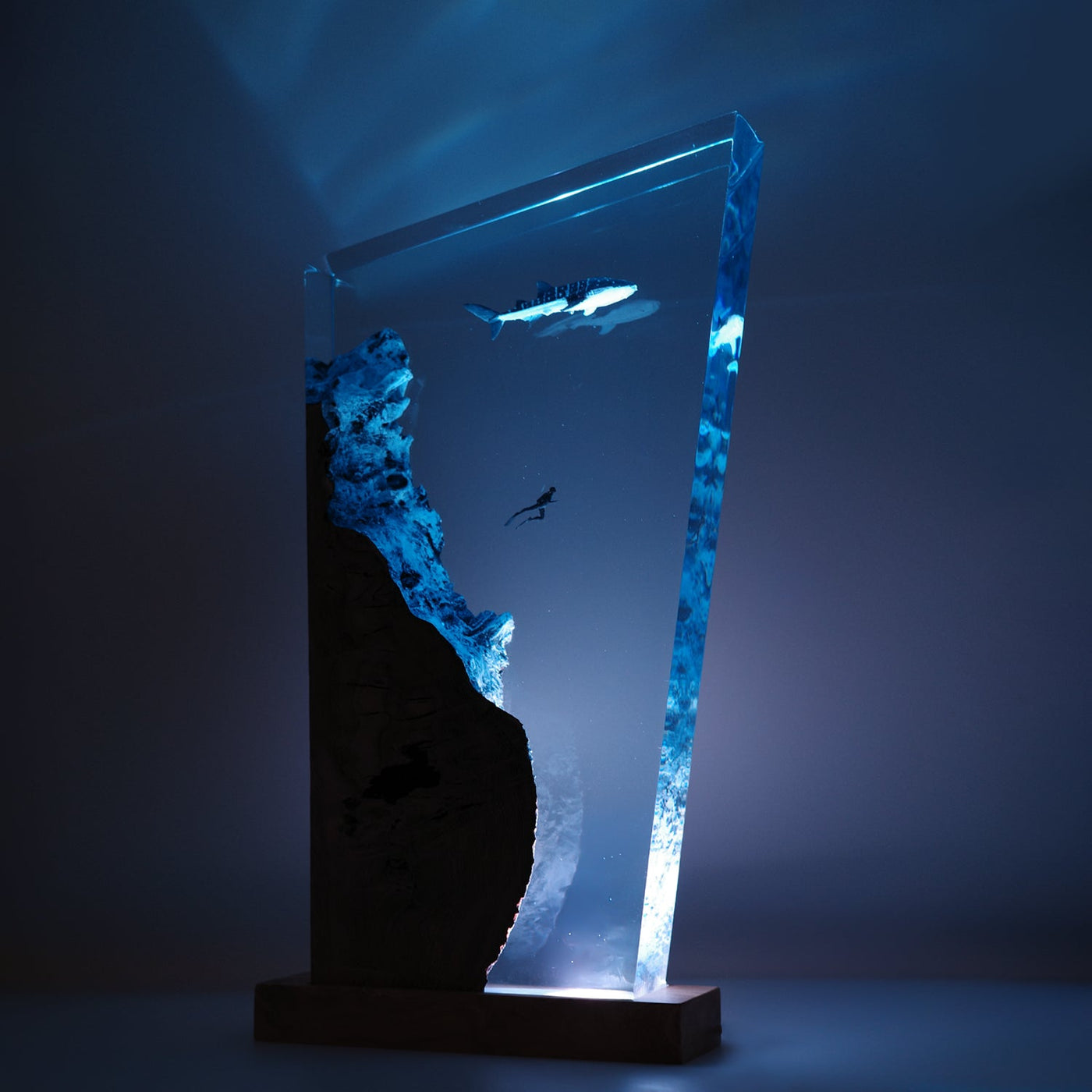 Whale Shark & Diver - High Quality Epoxy Resin Lamp