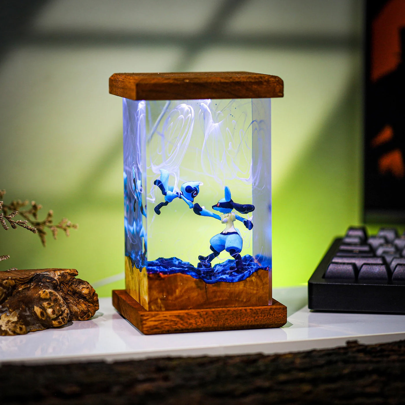 Pokemon Lucario Riolu Epoxy Resin Lamp, Night Light