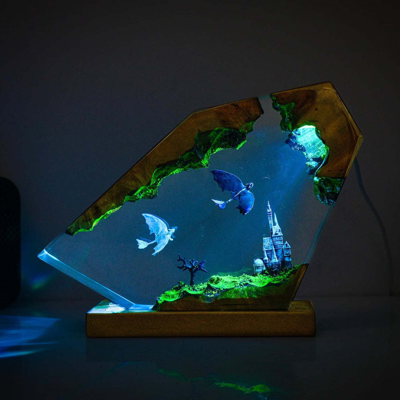 How To Train Your Dragon Family Toothless and Light Fury Epoxy Resin Lamp, Night Light