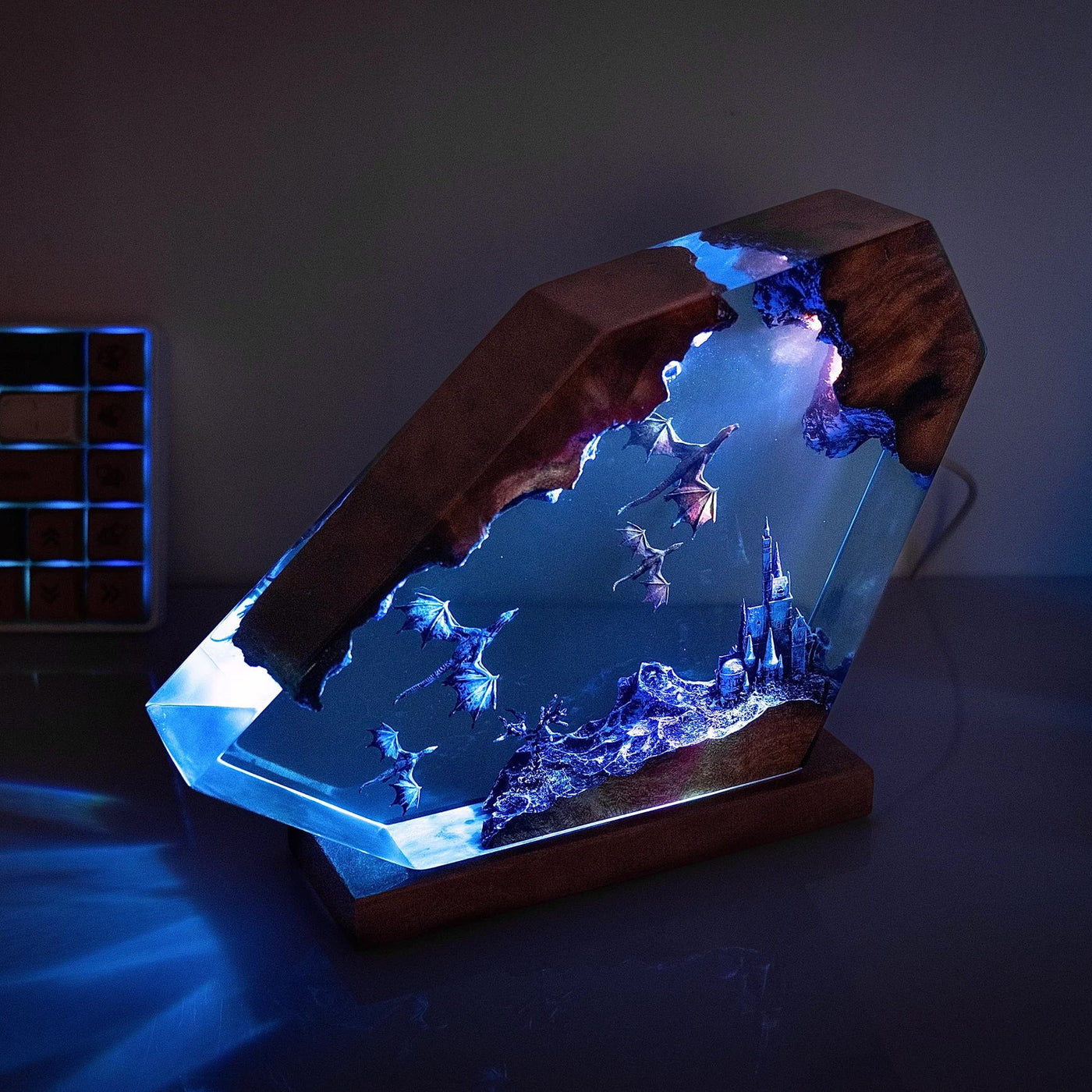 Fire Dragon and Ice Dragon Epoxy Resin Lamp, Night Light