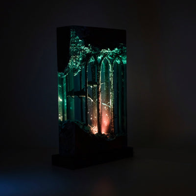 Dolphins & Divers Roam In Ancient Ruins - High Quality Epoxy Resin Lamp