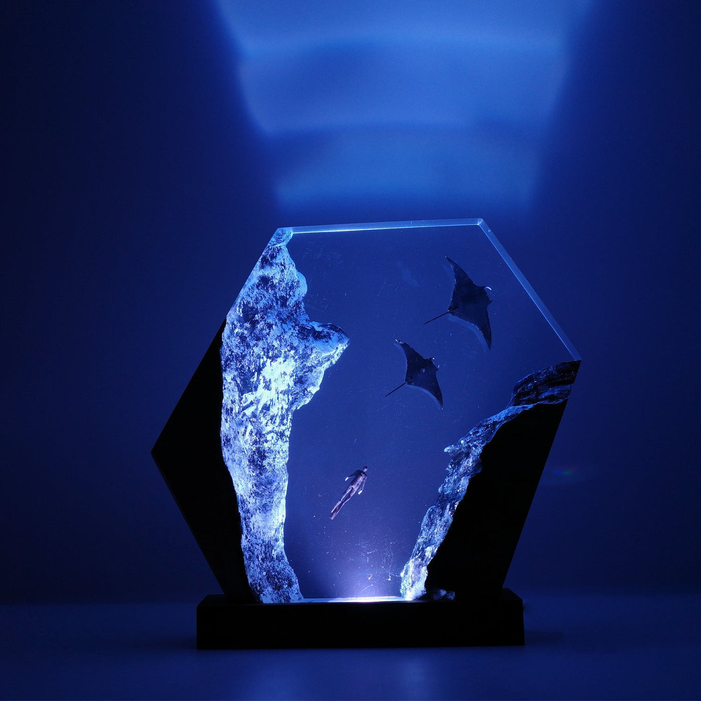 Manta Rays & Diver - High Quality Epoxy Resin Lamp