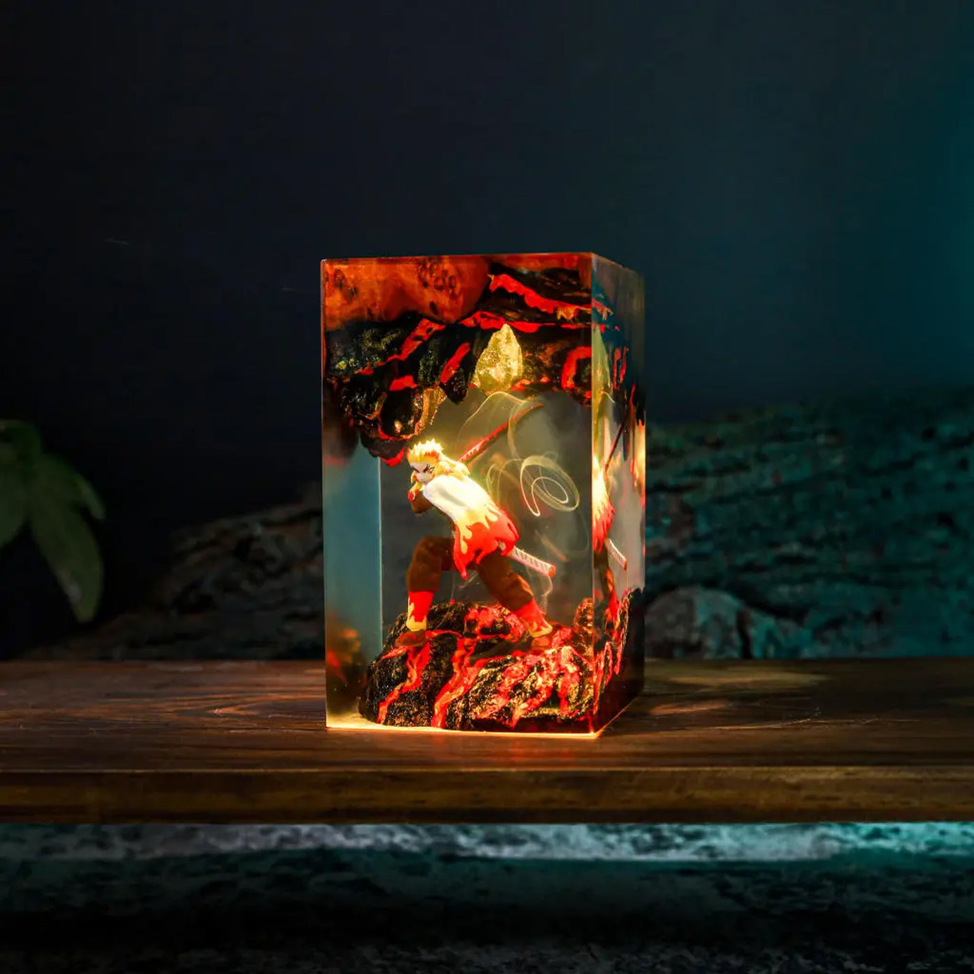 Demon Slayer Kyojuro Rengoku Epoxy Resin Lamp, Night Light