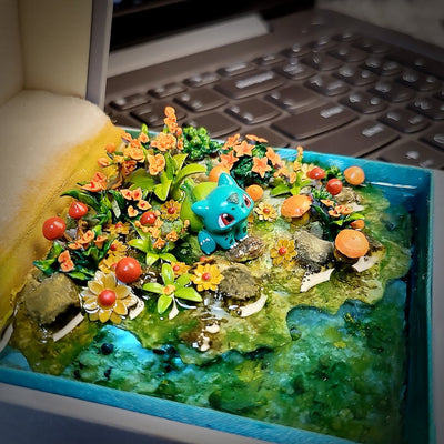 Pokemon Bulbasaur Fushigidane Island Diorama Treasure Mistery Box Gift Epoxy Resin, Night Light