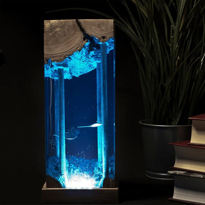 Manta Rays Roam In Ancient Ruins - High Quality Epoxy Resin Lamp