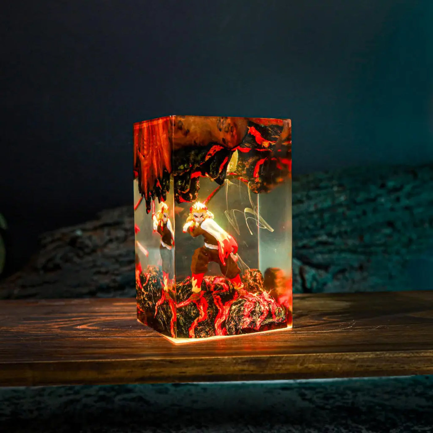 Demon Slayer Kyojuro Rengoku Epoxy Resin Lamp, Night Light