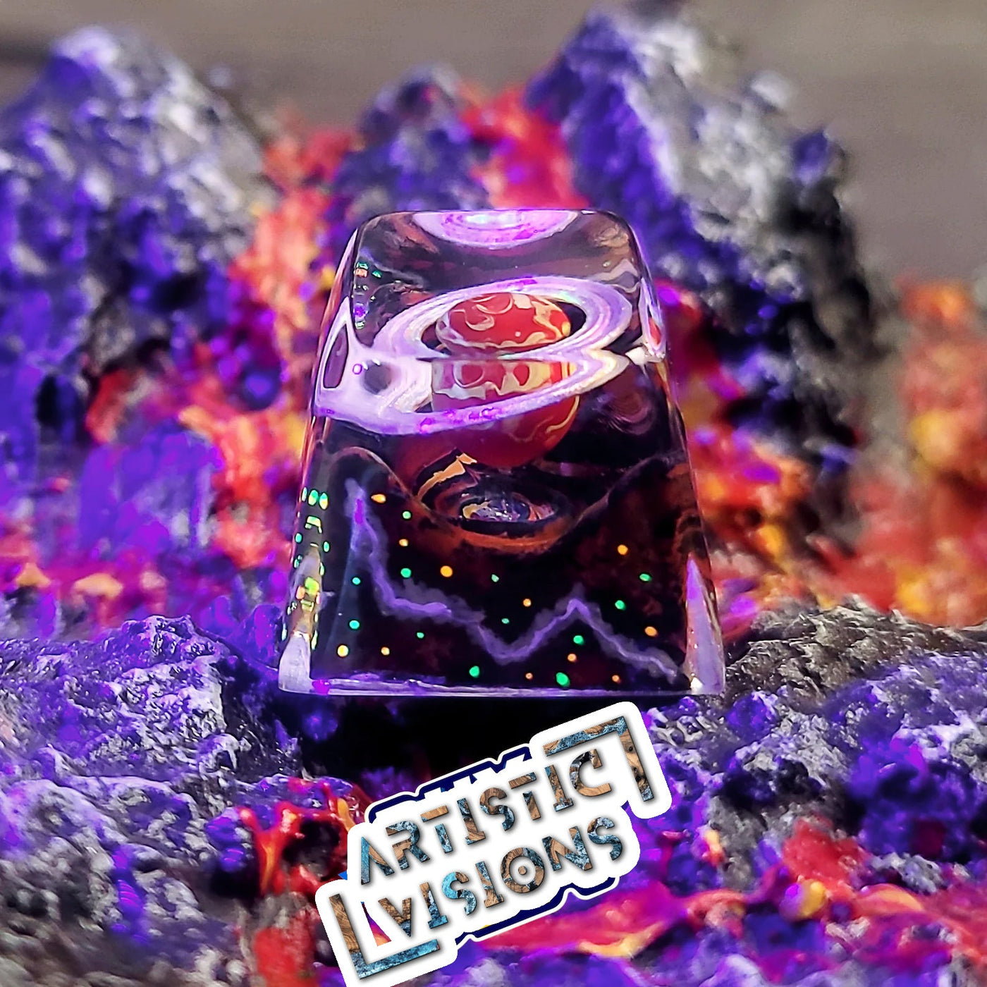 Universe Planet Galaxy Artisan Keycaps Epoxy Resin