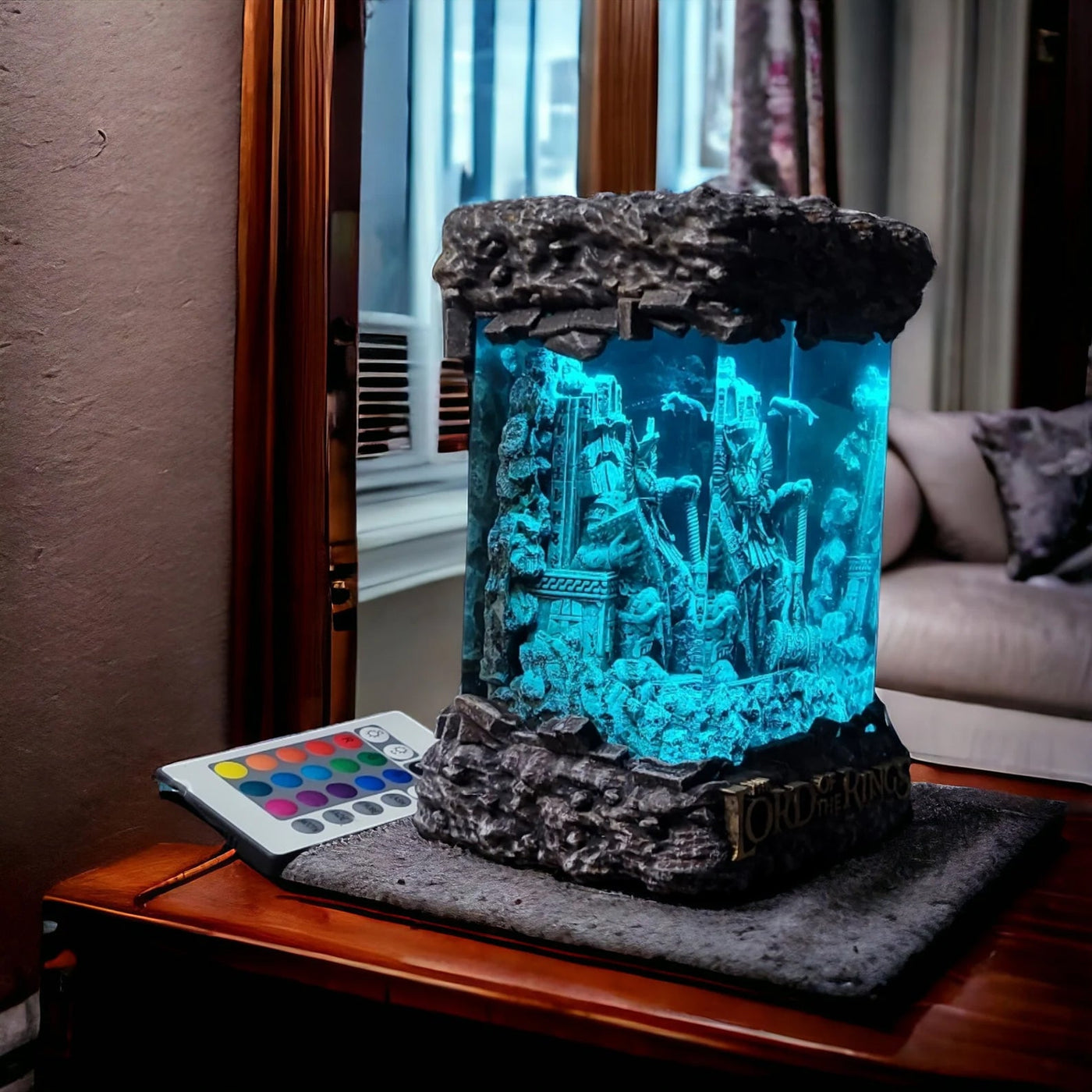 LOTR Lord Of Rings Dwarf King on Throne Diorama Epoxy Resin Lamp, Night Light, Wireless Lights