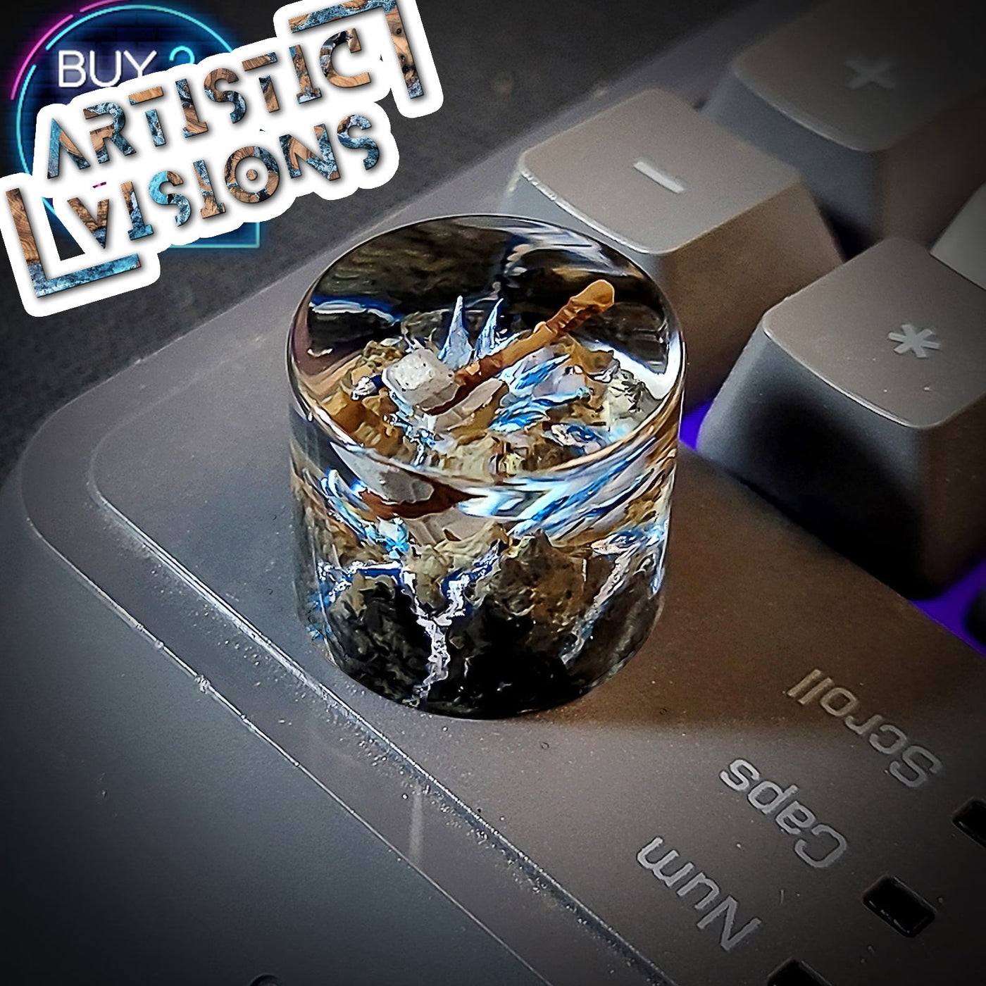 Stormbreaker Thor Axe Keyboard Knob Artisan Keycaps Epoxy Resin