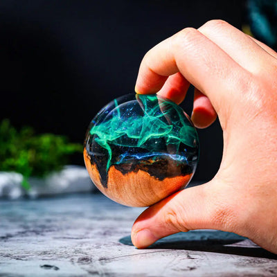 Ball Aurora Borealis Epoxy Resin Paperweight